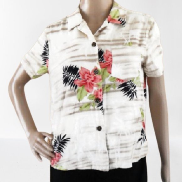ISLAND SANDS Women's Size Medium Tropical Blouse - Picture 4 of 8